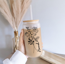 Load image into Gallery viewer, Personalized Birth Flower Coffee Cup With Name ,Personalized Birth Flower Tumbler, Bridesmaid Proposal, Gifts for Her, Party Favor.
