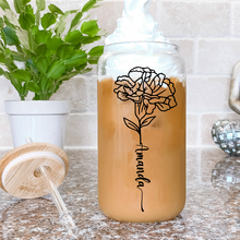 Load image into Gallery viewer, Personalized Birth Flower Coffee Cup With Name ,Personalized Birth Flower Tumbler, Bridesmaid Proposal, Gifts for Her, Party Favor.
