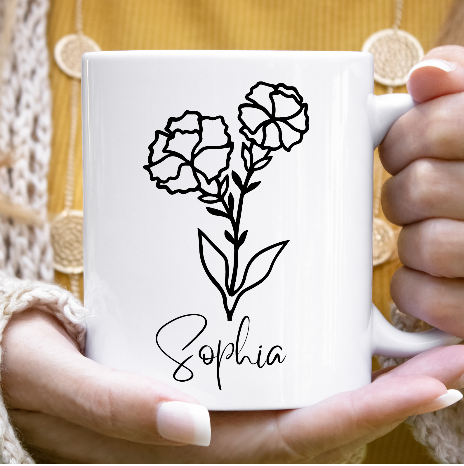 Personalized Birth Flower Tumbler with Name Custom Name Coffee Can