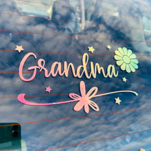 Load image into Gallery viewer, Grandma Daisy Car Decal, Colors Change In The Sun, Custom Name Decal.
