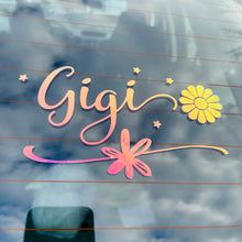 Load image into Gallery viewer, Gigi Daisy Car Decal, Colors Change In The Sun, Custom Name Decal.
