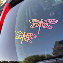 Load image into Gallery viewer, Large Size - Set of 2 Dragonflies Car Decal, Color Changes In The Sun, Holographic Decal
